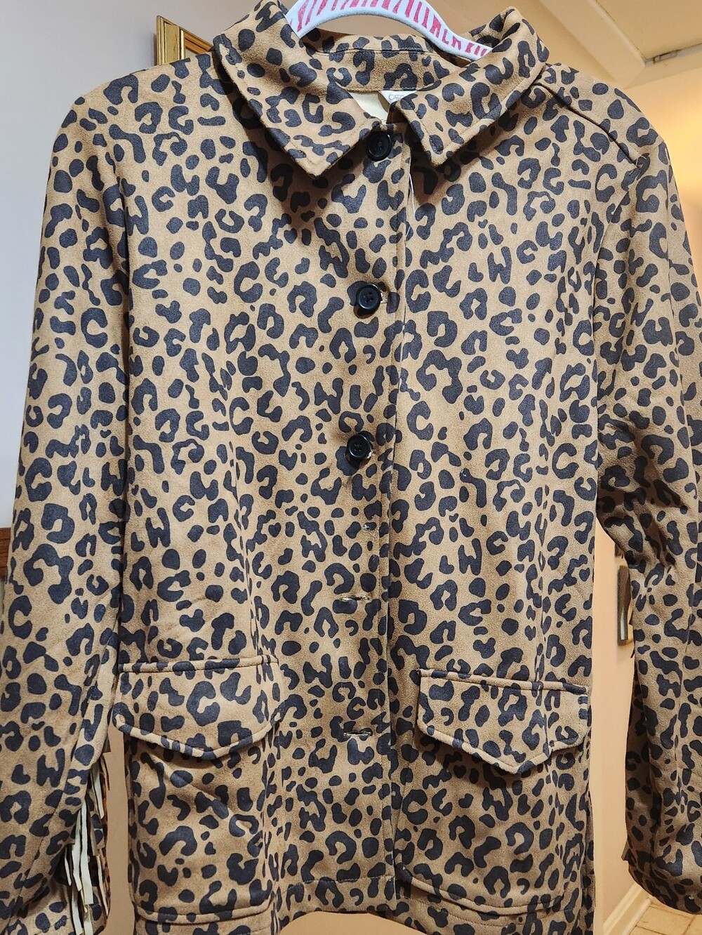 Cato FRINGE Back Leopard Print Women's Jacket - Brown
